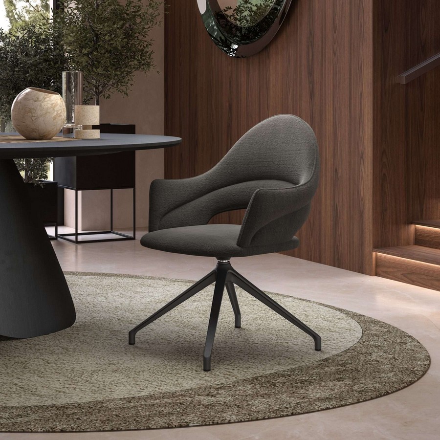 Otočná židle Marina s područkami a kovovou podnoží